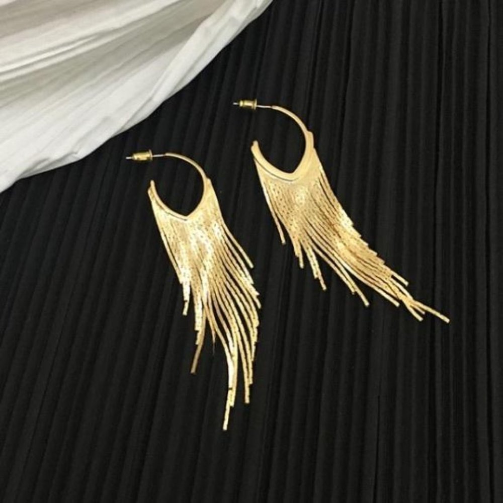 18K gold plated tassel dangle earrings, beautiful Earrings, cute Earrings - Picture 5 of 5